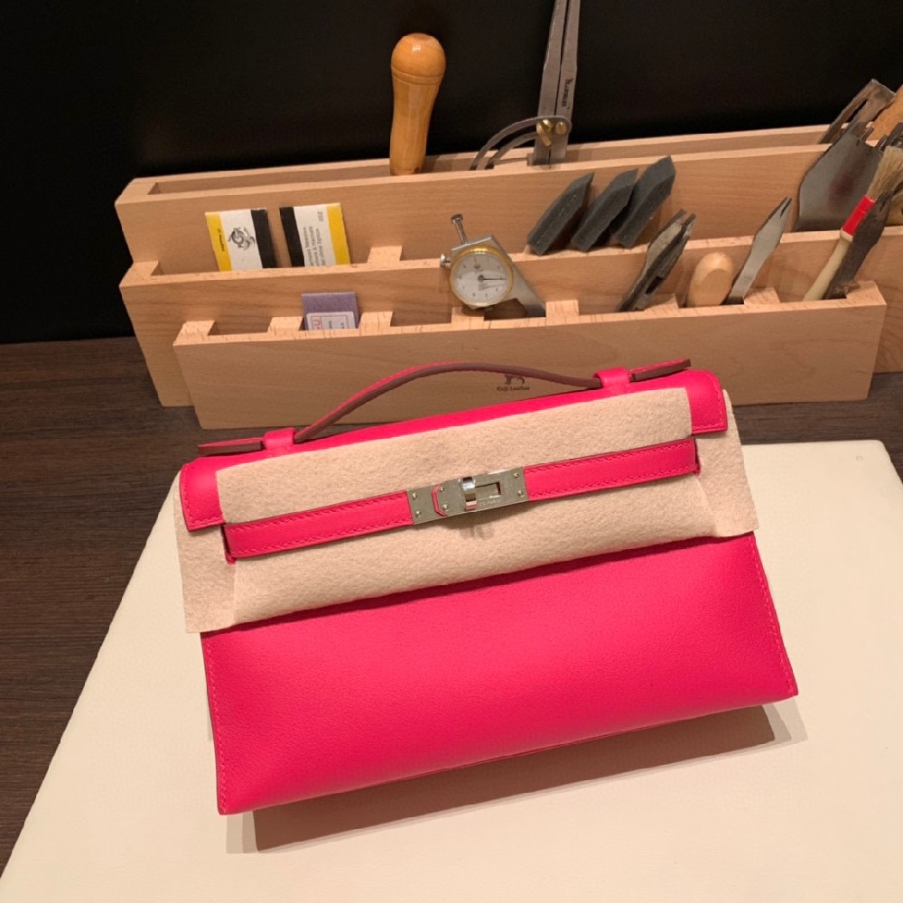 玫瑰墨西哥 银扣 kelly pochette ❤️swift 皮 堪称惊艳粉