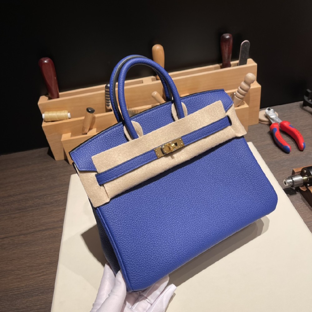 😘25cm birkin togo 7T 电光蓝 金扣