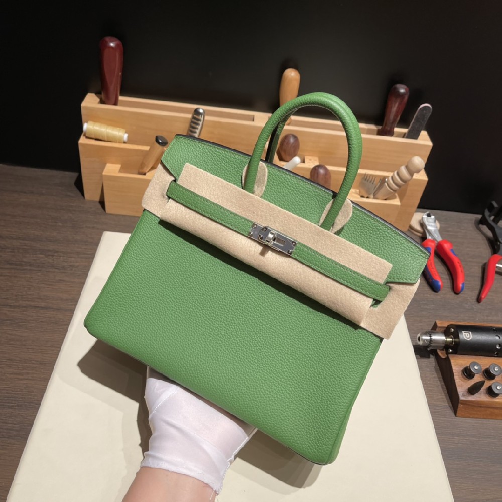 😘25cm birkin togo 草坪绿-Pelouse-6G 银扣